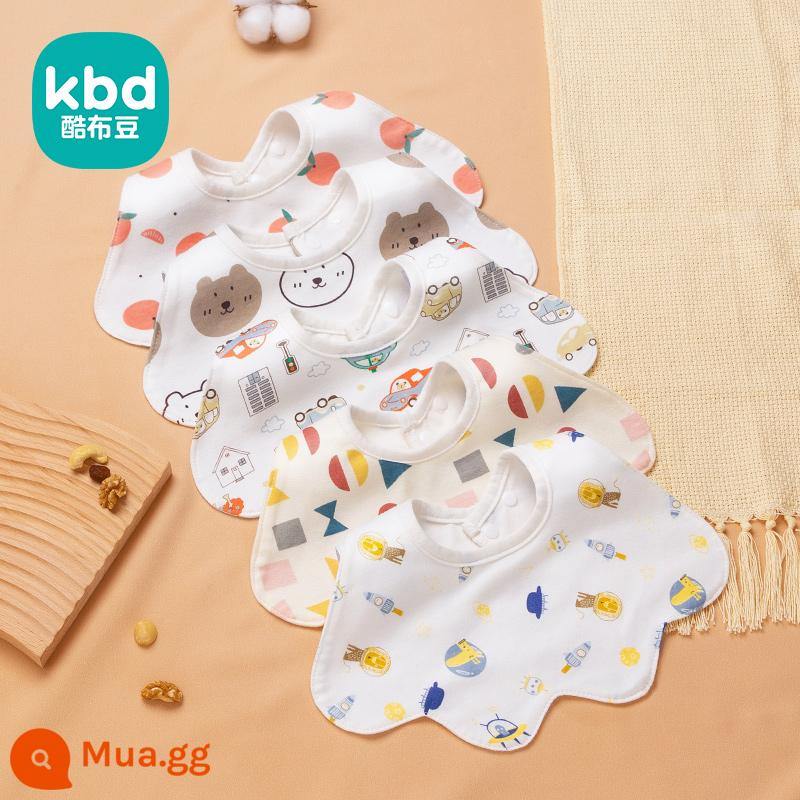 Khăn nước bọt hình chữ U bé trai yếm bé lớp một cotton nguyên chất mùa đông sơ sinh chống thấm sữa yếm yếm thu đông - Hình chữ U 5 gói [quần áo mùa đông không thấm nước không ướt] màu G