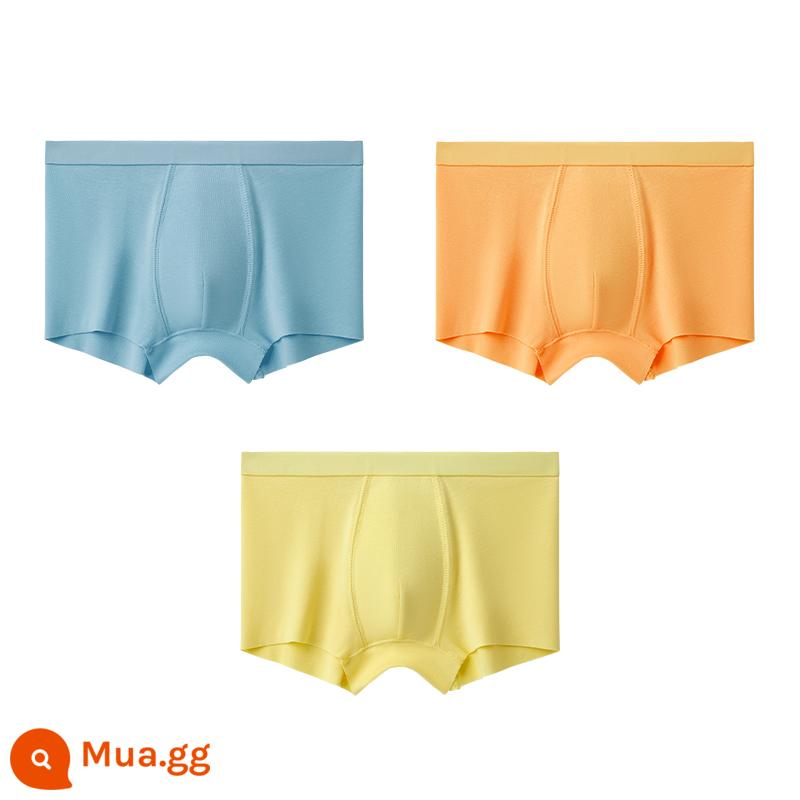 Có 1 cây Quần lót trẻ em loại C bé trai cotton đáy quần modal 4 góc 4 góc quần đùi bé lớn không kẹp mông - Woad + cam nắng + vàng nhạt