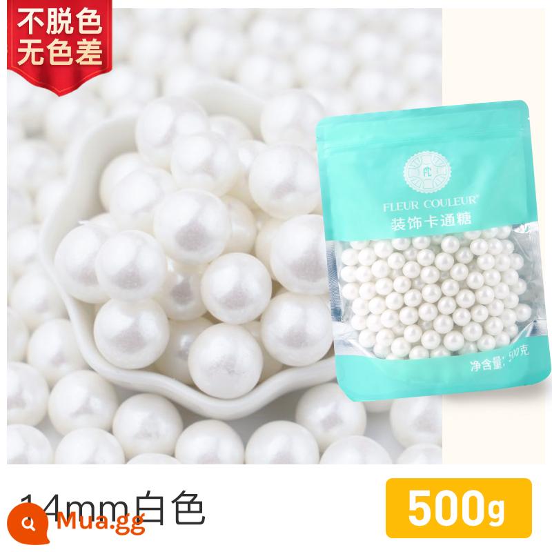 [500g Symphony] fc phương pháp khai thác bánh nướng trang trí hạt đường ăn được trân châu đường bánh sinh nhật đường kho báu sữa nóng - Hạt đường 14mm trắng 500g