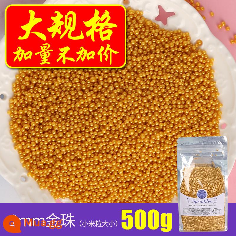 [500g Symphony] fc phương pháp khai thác bánh nướng trang trí hạt đường ăn được trân châu đường bánh sinh nhật đường kho báu sữa nóng - Vàng 2mm 500g [không tính thêm giá khi mua thêm số lượng]