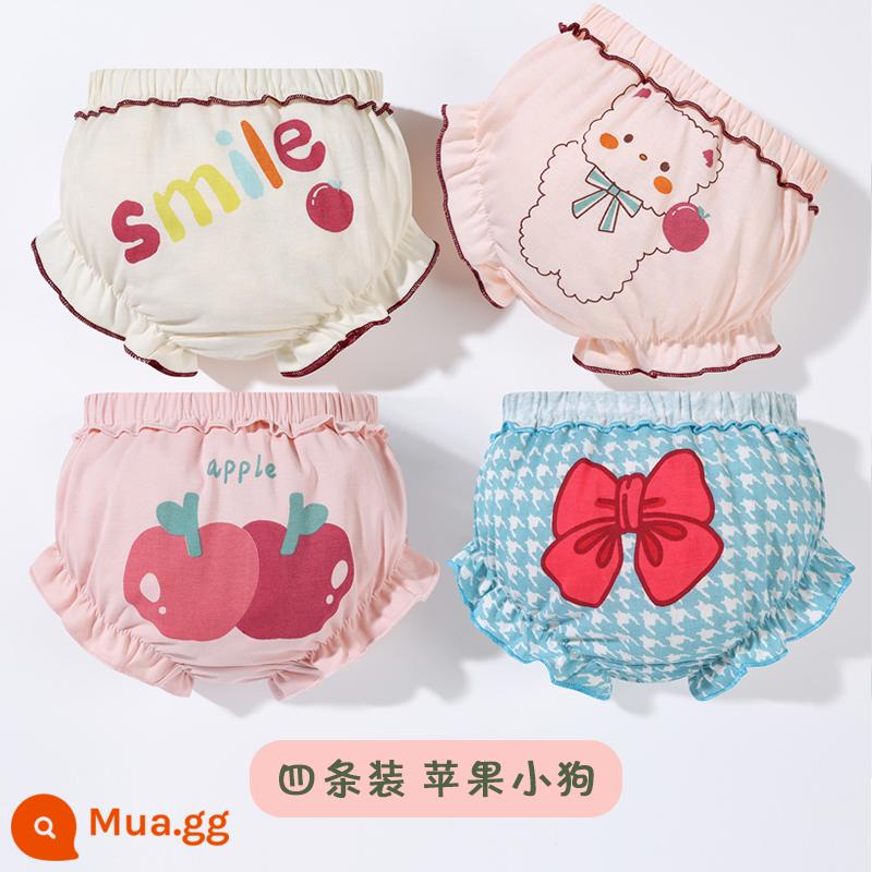 Đồ lót trẻ em nữ quần đùi cotton bé tập 0-5 tuổi 1 quần 2 quần bánh mì 3 quần mỏng 4 quần 4 trẻ em - Quần bánh mì 4 gói-Apple Puppy