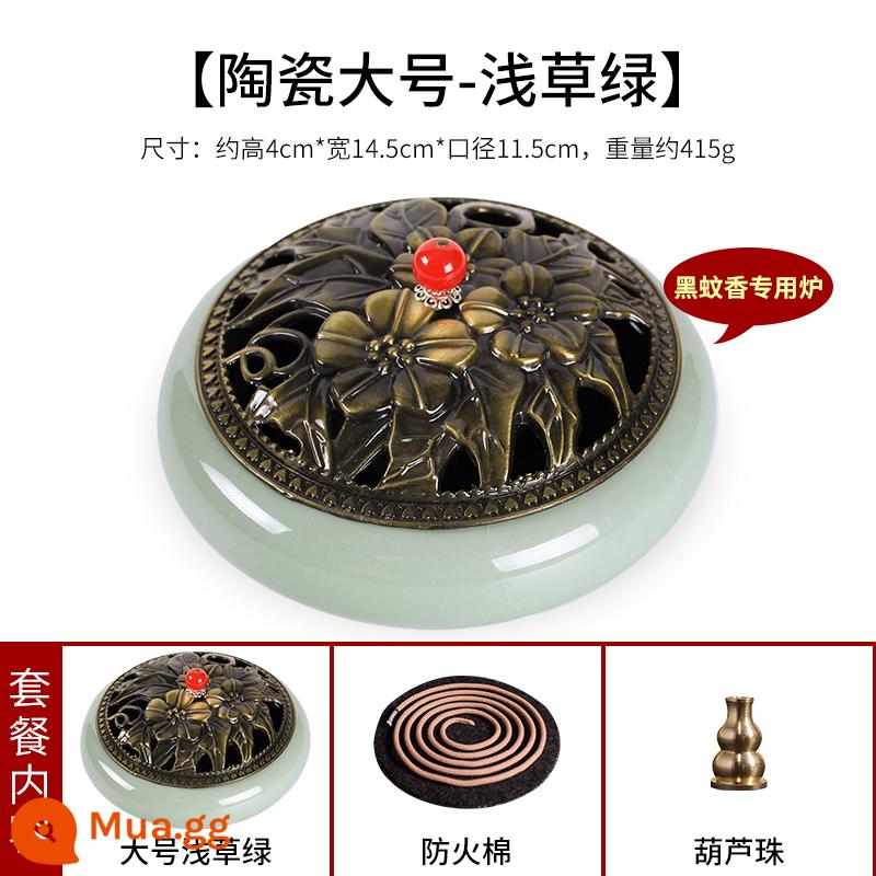 Lò lò nướng gia đình Agarwood thơm trong nhà gốm sứ trong nhà - Lò nhang muỗi lớn-Xanh