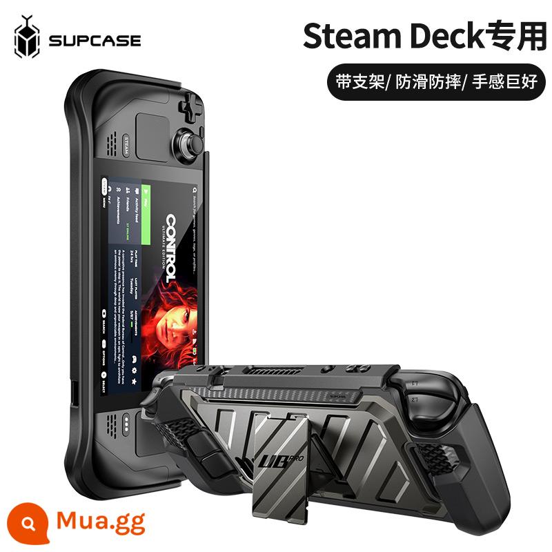 SUPCASE mumba thích hợp làm vỏ bảo vệ máy chơi game Steam Deck có giá đỡ bằng tpu mềm chống trượt và chống mồ hôi Vỏ bảo vệ máy chủ Valve tích hợp vỏ silicon chống rơi vỏ chống sốc cho thiết bị cầm tay - Phiên bản OLED phổ thông [màu đen mát mẻ] mẫu tuyệt vời - có chân đế