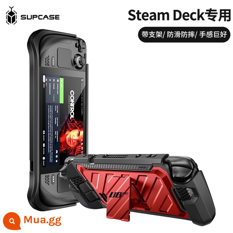 SUPCASE mumba thích hợp làm vỏ bảo vệ máy chơi game Steam Deck có giá đỡ bằng tpu mềm chống trượt và chống mồ hôi Vỏ bảo vệ máy chủ Valve tích hợp vỏ silicon chống rơi vỏ chống sốc cho thiết bị cầm tay - Phiên bản OLED phổ thông [màu đỏ ngầu] mẫu cực ngầu - có chân đế