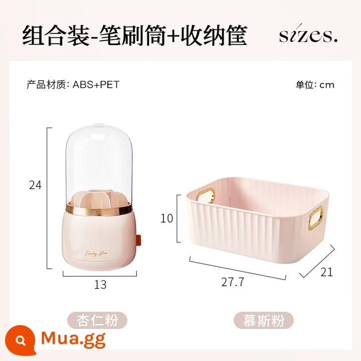 Makeup Brush Storage Tube Hộp lưu trữ mỹ phẩm chống bụi với bàn trang điểm với máy tính để bàn chân máy có giá đỡ màu đỏ - Giỏ đựng bột hạnh nhân + mousse [Giảm 50%]