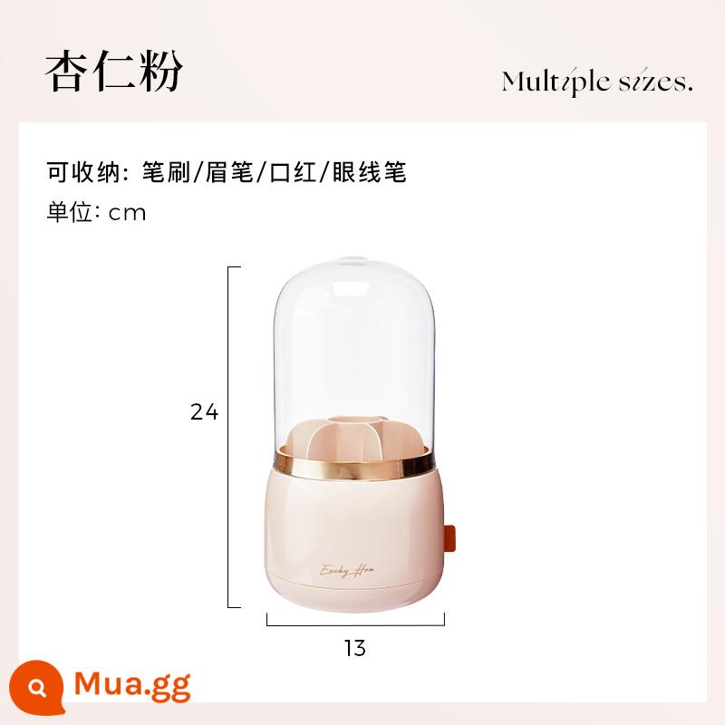 Makeup Brush Storage Tube Hộp lưu trữ mỹ phẩm chống bụi với bàn trang điểm với máy tính để bàn chân máy có giá đỡ màu đỏ - Bột hạnh nhân [thiết kế nghiêng nâng cấp | đóng mở dễ dàng]