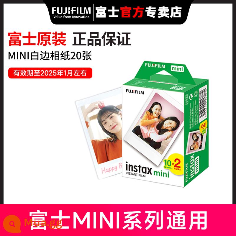 Giấy ảnh lấy liền Fuji, chụp ảnh một lần mini12/11/25/70/90/mini 7+/7s/8/9/7c đầu mèo ba inch phim hoạt hình ren trắng cạnh giấy ảnh lấy liền âm bản - 20 tờ giấy ảnh viền trắng