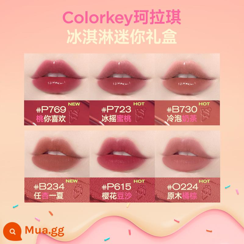 [Quà tặng ngày lễ tình nhân của Trung Quốc] Colorkey Kelaqi mini water mist lip dew hộp quà tặng 6 thỏi son bóng cho bạn nam và nữ - Hộp quà mini kem