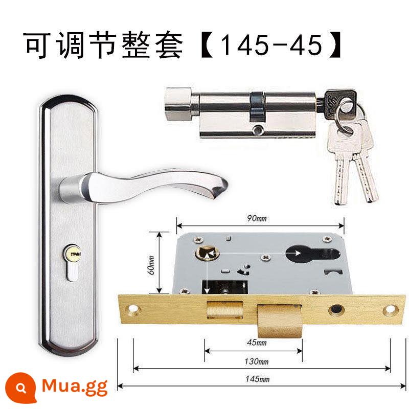 Khóa cửa phòng ngủ, phòng hộ gia đình, có lỗ điều chỉnh, không cần sửa đổi, inox, phòng im lặng, khóa cửa gỗ cổ điển đa năng - Bộ hoàn chỉnh có thể điều chỉnh loại A [thân khóa 145-45]