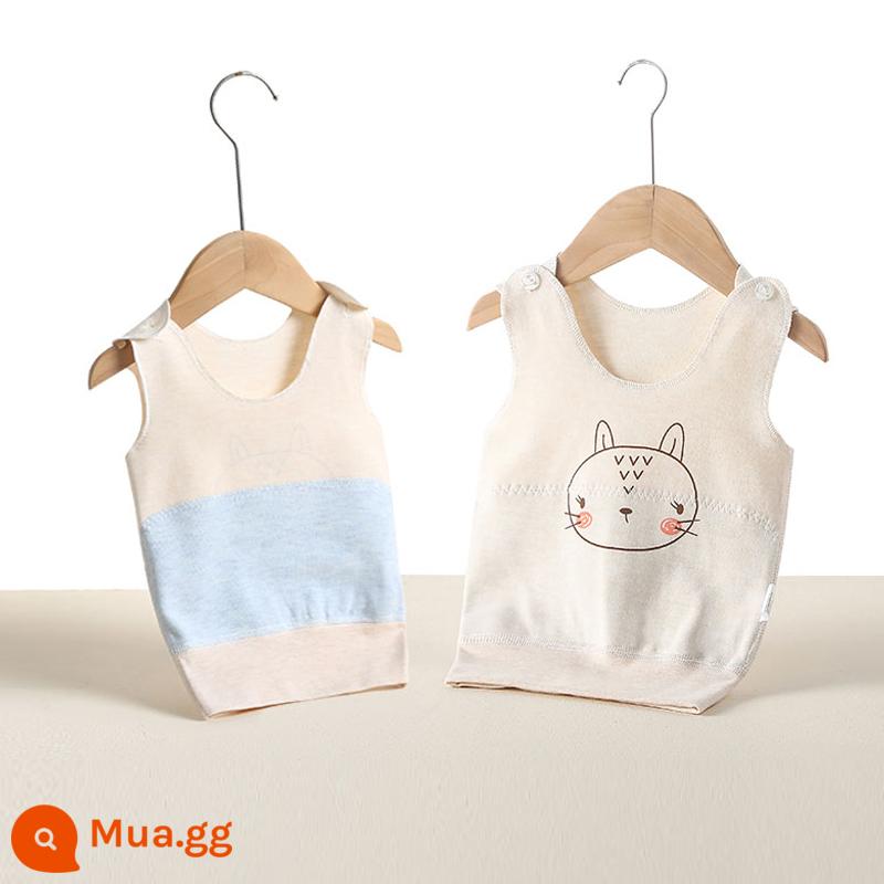 Áo bảo vệ bụng bé, áo mùa thu đông cotton nguyên chất mùa xuân và mùa thu cho bé, nam và nữ, đồ lót cho trẻ sơ sinh, phong cách mùa đông cho trẻ sơ sinh và trẻ mới biết đi - Mèo vàng (bảo vệ bụng 1 mảnh 2 lớp)