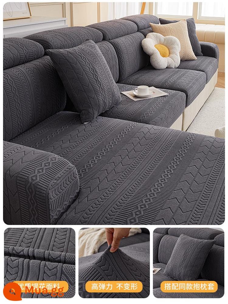 2023 mới đàn hồi bọc ghế sofa bao gồm tất cả phổ quát bốn mùa sofa chống trượt phổ quát đệm khăn vải đệm ghế - Bohemian-xám đậm