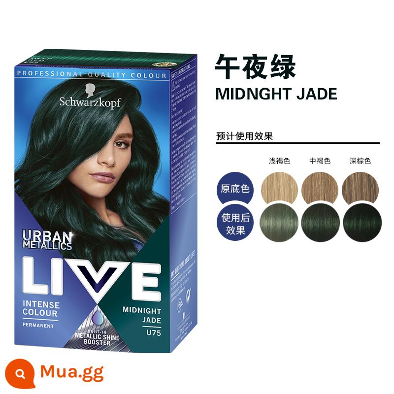 Thuốc nhuộm tóc Schwarzkopf live090 shihualou chăm sóc chính thức l75 màu xanh đen 101 thuốc nhuộm tóc 2023 thực vật nguyên chất - Xanh đậm U75 xanh nửa đêm