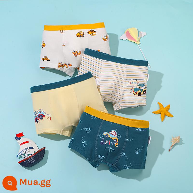 Mèo Người Quần Lót Trẻ Em Bé Trai Cotton Trung Và Lớn Trẻ Em Quần Boxer Bé Trai Thiếu Niên Sinh Viên Quần Lót Boxer Cotton - Chơi với những chiếc xe tuyệt vời