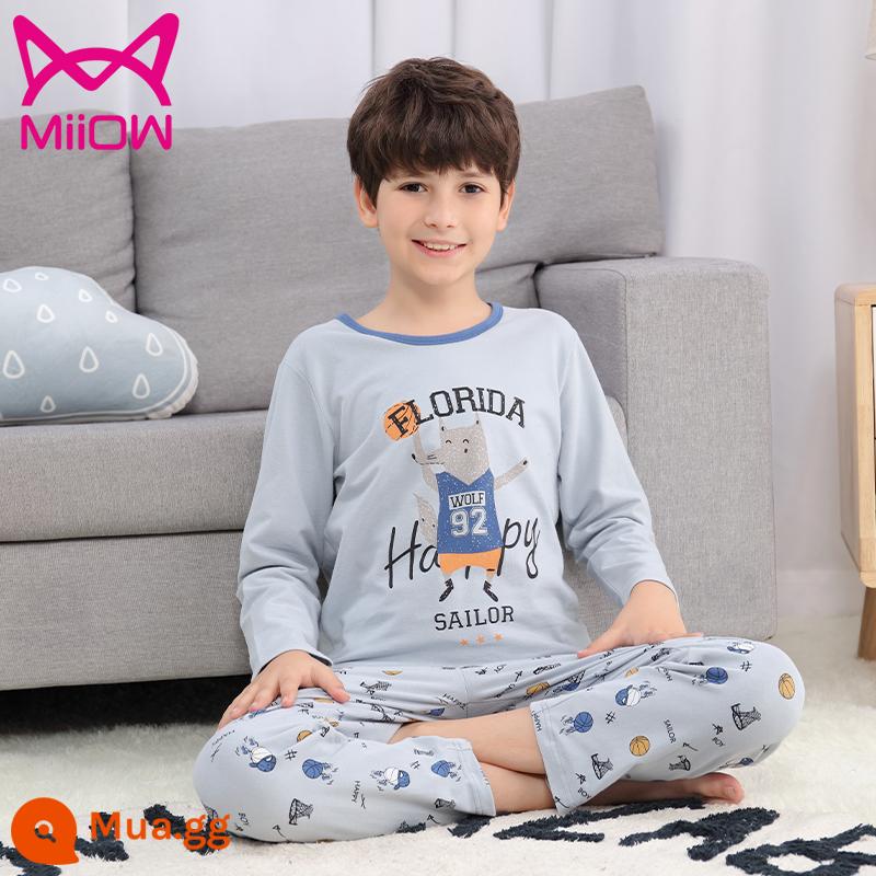 Cat People Bộ Đồ Ngủ Trẻ Em Bé Trai Xuân Thu Mới 2022 Bé Trai Cotton Nguyên Chất Lớn Trẻ Em Homewear Bộ Đồ Cotton Dài Tay - 20205SHL