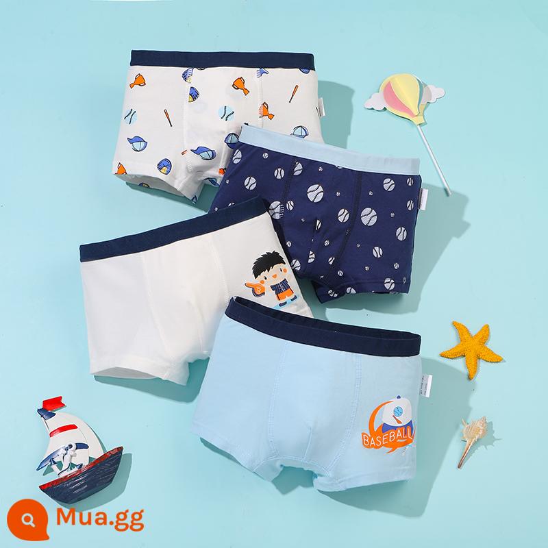 Mèo Người Quần Lót Trẻ Em Bé Trai Cotton Trung Và Lớn Trẻ Em Quần Boxer Bé Trai Thiếu Niên Sinh Viên Quần Lót Boxer Cotton - đứa trẻ bóng chày