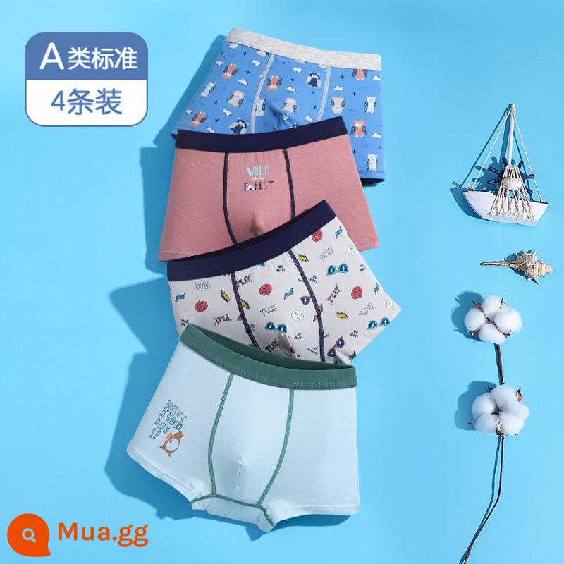 Mèo Người Quần Lót Trẻ Em Bé Trai Cotton Trung Và Lớn Trẻ Em Quần Boxer Bé Trai Thiếu Niên Sinh Viên Quần Lót Boxer Cotton - 072