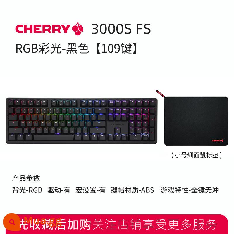 [SF] CHERRY cherry G80-3000S game TKL office 87 phím đèn nền RGB 108 máy tính có dây Bàn phím cơ chơi game Pokémon nam nữ trục đen trục xanh trục trà trục đỏ - Màu RGB đen nhạt [109 phím]