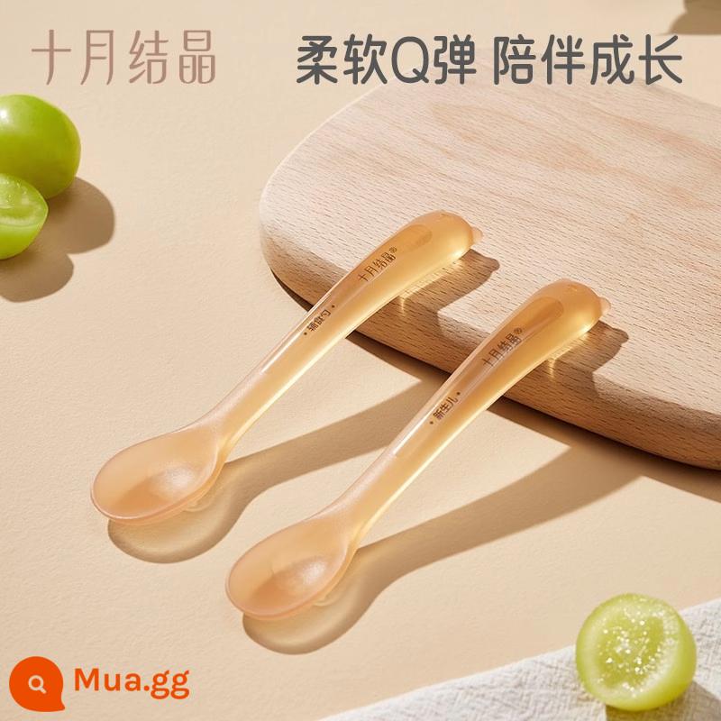 Tháng 10 Kết Tinh Thìa Cho Bé Silicone Mềm Thìa Trẻ Sơ Sinh Ăn Nước Thìa Nhỏ Thực Phẩm Bổ Sung Đầu Mềm 2 Gói - Bộ 2 thìa silicone mềm dễ thương (có hộp đựng)