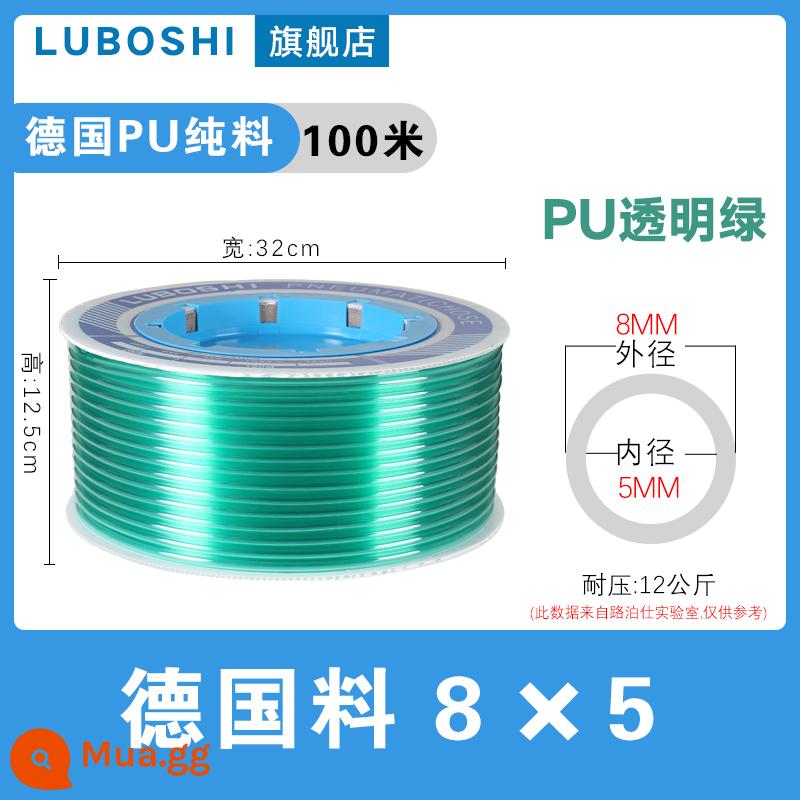 pu khí quản 8mm ống 10mm máy nén khí khí nén máy bơm không khí nén khí quản áp suất cao ống ống khí quản trong suốt 12m - Xanh trong suốt PU8*5