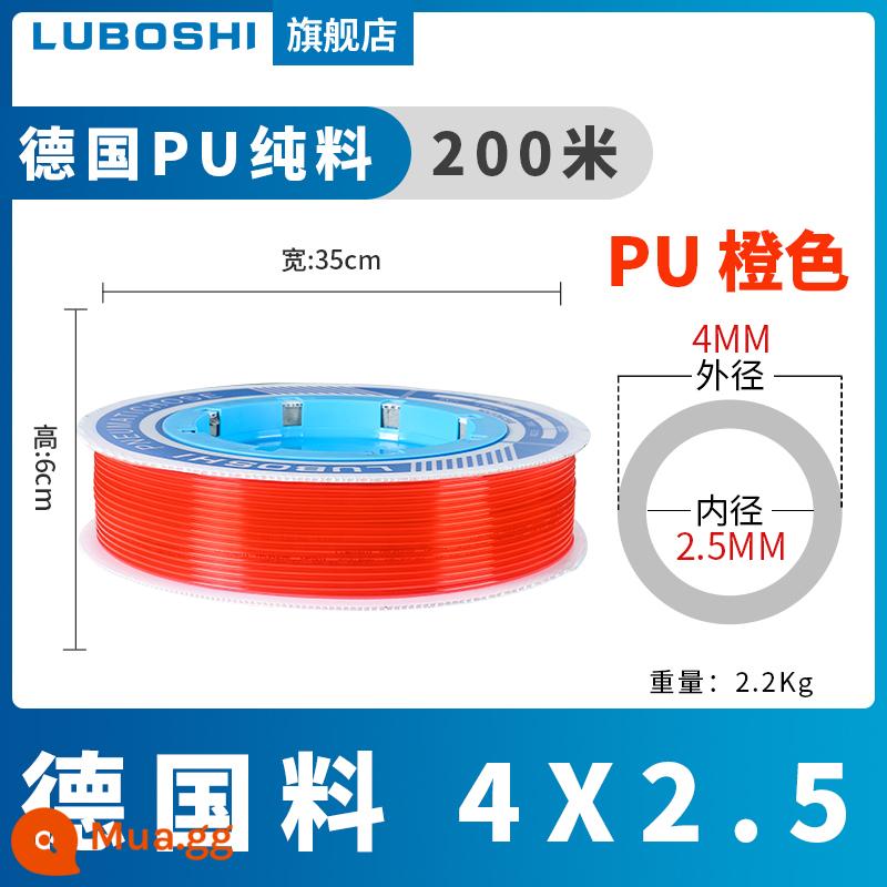 pu khí quản 8mm ống 10mm máy nén khí khí nén máy bơm không khí nén khí quản áp suất cao ống ống khí quản trong suốt 12m - 200 mét PU4X2.5 chất liệu Đức màu cam