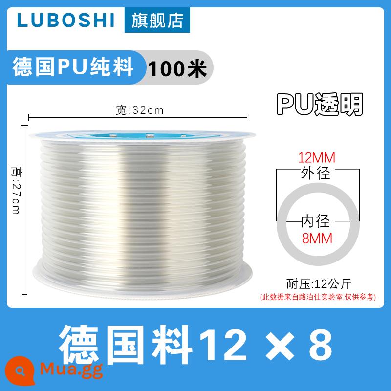 pu khí quản 8mm ống 10mm máy nén khí khí nén máy bơm không khí nén khí quản áp suất cao ống ống khí quản trong suốt 12m - PU12*8 trong suốt [chịu áp suất 12kg]