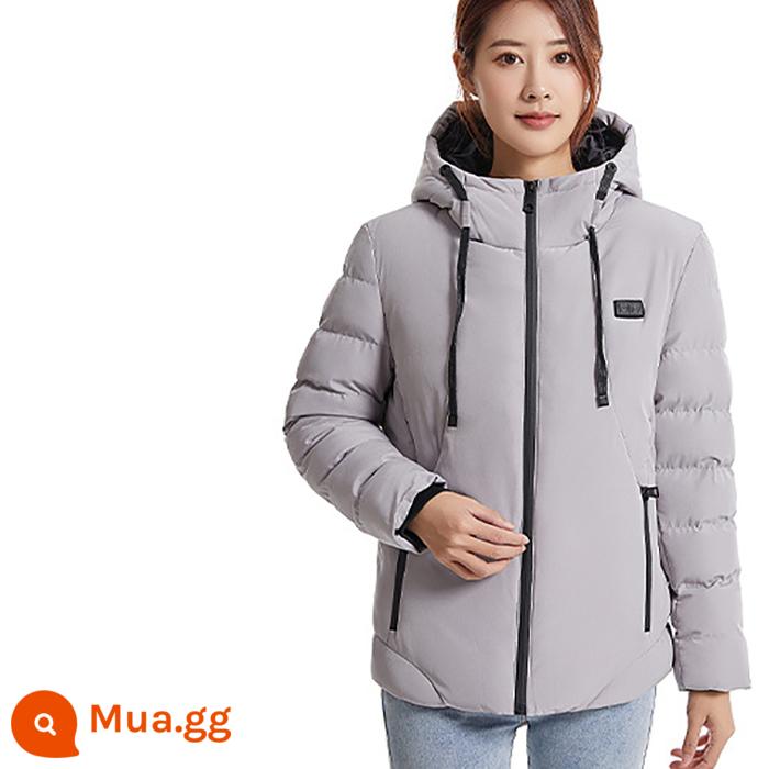 Mùa đông sạc thông minh sưởi ấm áo khoác bông áo khoác xuống quần áo cotton chống lạnh ấm kiểm soát nhiệt độ sưởi ấm toàn bộ cơ thể quần áo cho nam và nữ - Nữ khu 11 hot [áo xám] + không trang bị sạc di động