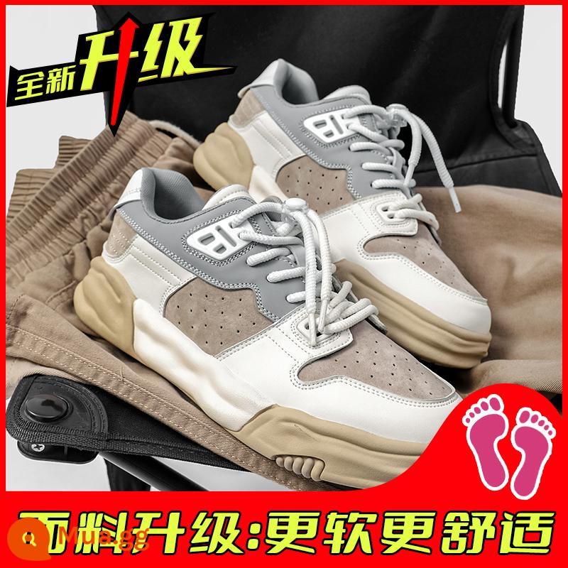 Giày Sneaker Nam Tăng Chiều Cao Đầu Lớp Hòa Tan Thể Thao Hợp Thời Trang Hàn Quốc Thiết Kế Niche Nguyên Bản Giày Hợp Thời Trang Mùa Đông Cao Cấp - Gạo xám [nâng cấp]