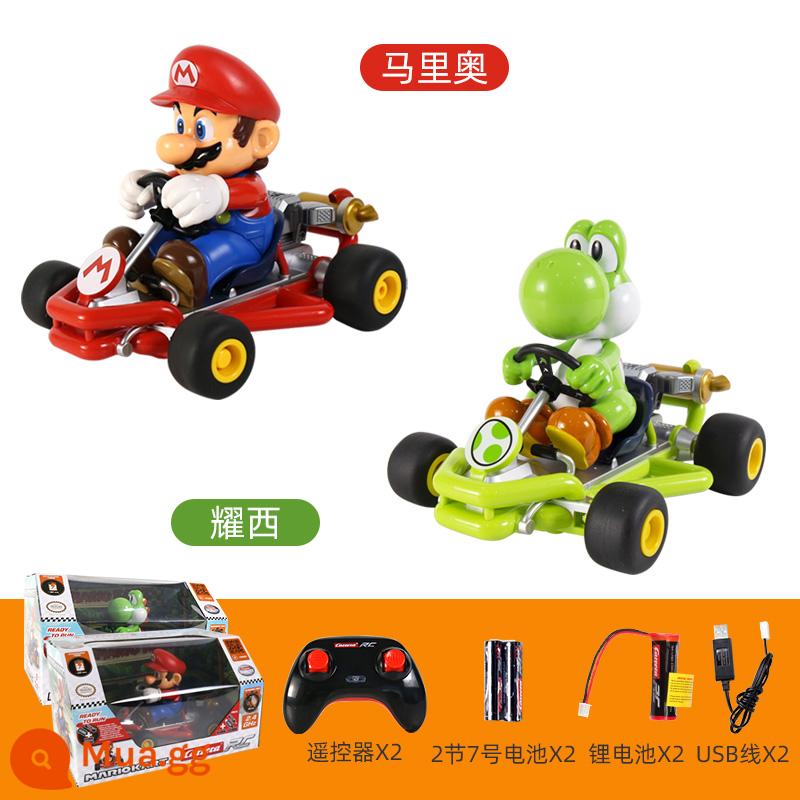 Đồ chơi ô tô điều khiển từ xa Carrera Mario sạc không dây cậu bé Nintendo Super Mario bốn bánh kart - [Kết hợp 2 mảnh cổ điển] Mario + Yoshi Kart