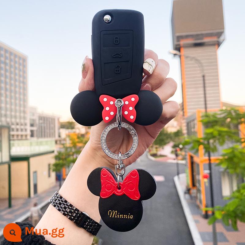 Bộ chìa khóa Foss polo Lavida Sagitar Bora Golf 7 khám phá Yuegeying TiguanL Magotan xe ô tô nữ khóa vỏ - Fox Model B Mickey đen + Nhẫn kim cương + Mickey đen và đỏ