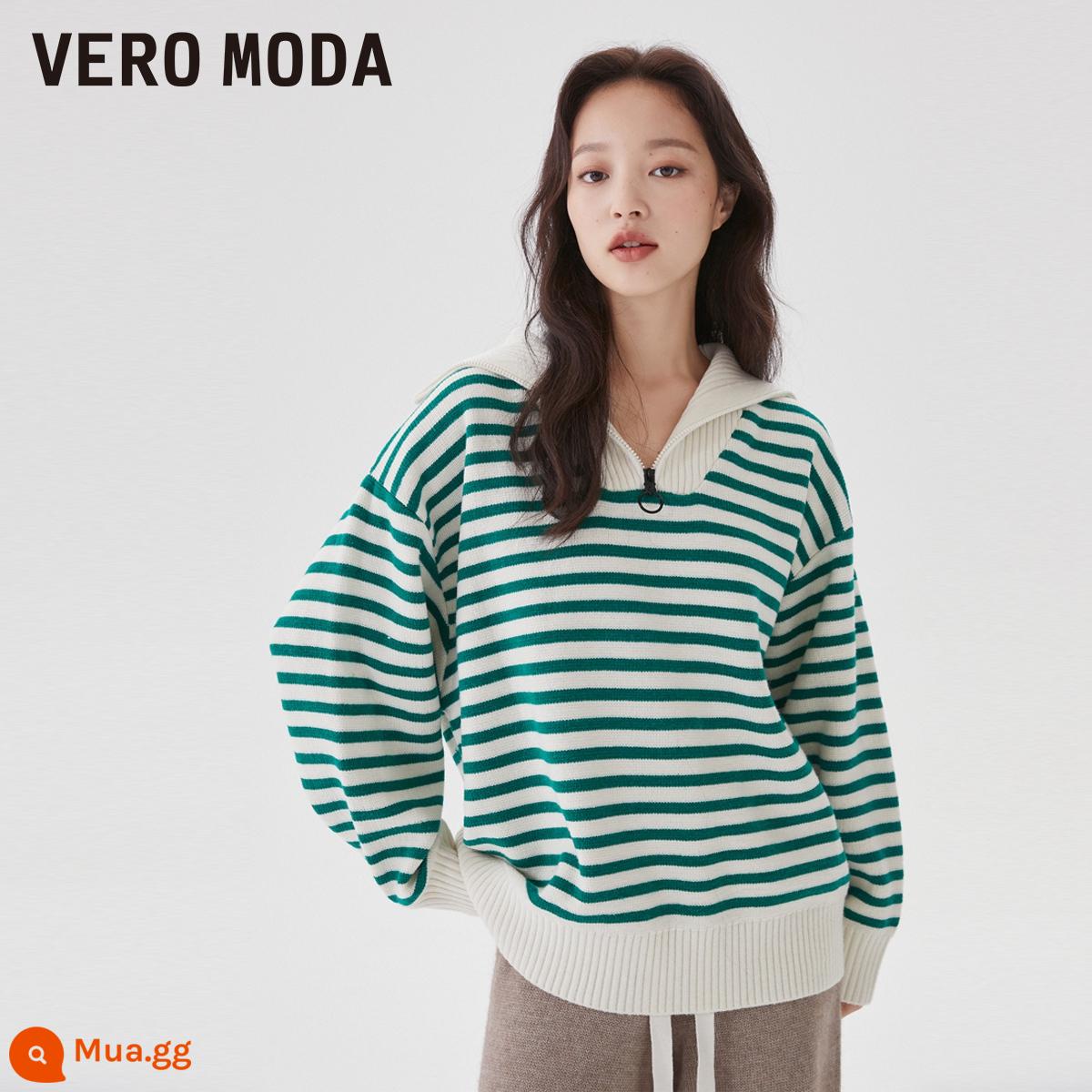 Áo len dệt kim Vero Moda nữ thu đông mới 2022 Áo len sọc bên trong kiểu Hàn Quốc 323113006▲ - Đơn đặt hàng xanh Ultramarine F53