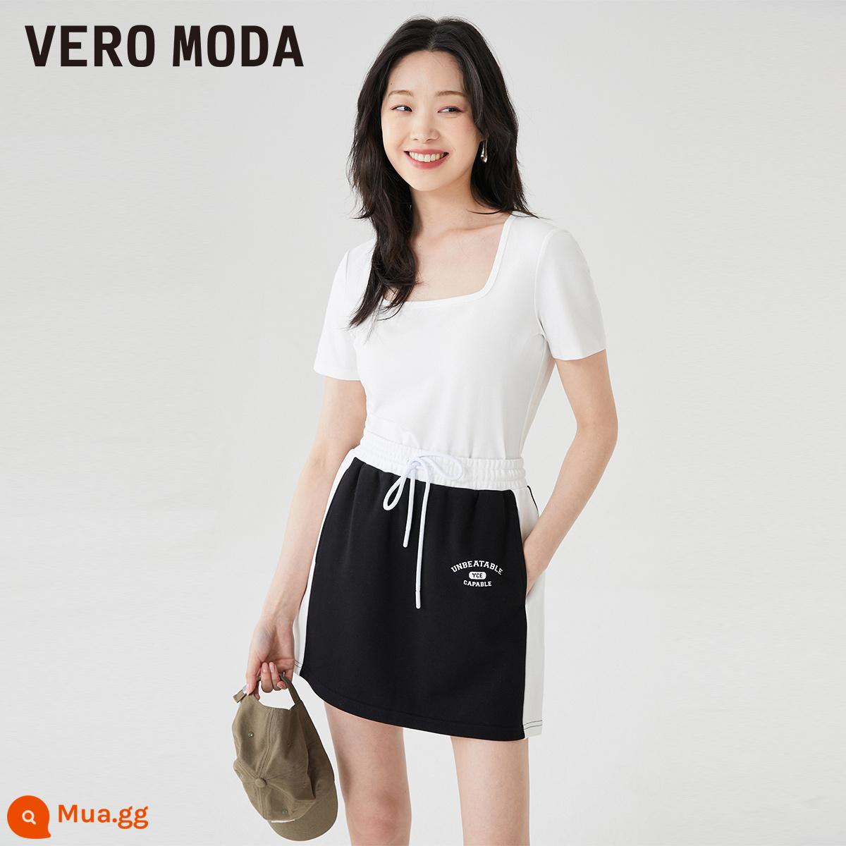 [Hot Sale] Áo thun Vero Moda mùa hè 2023 mới màu đen mỏng cổ vuông có đáy cho nữ▲ - S85 màu trắng