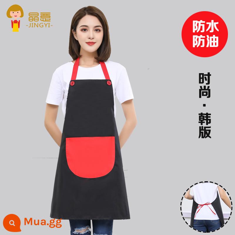 Jingyi tạp dề in logo tùy chỉnh in ấn quảng cáo nam tạp dề thời trang Hàn Quốc áo liền quần làm bếp nam đặt làm riêng cho nữ - [Hoàn toàn không thấm nước] Túi 5 màu đen đỏ