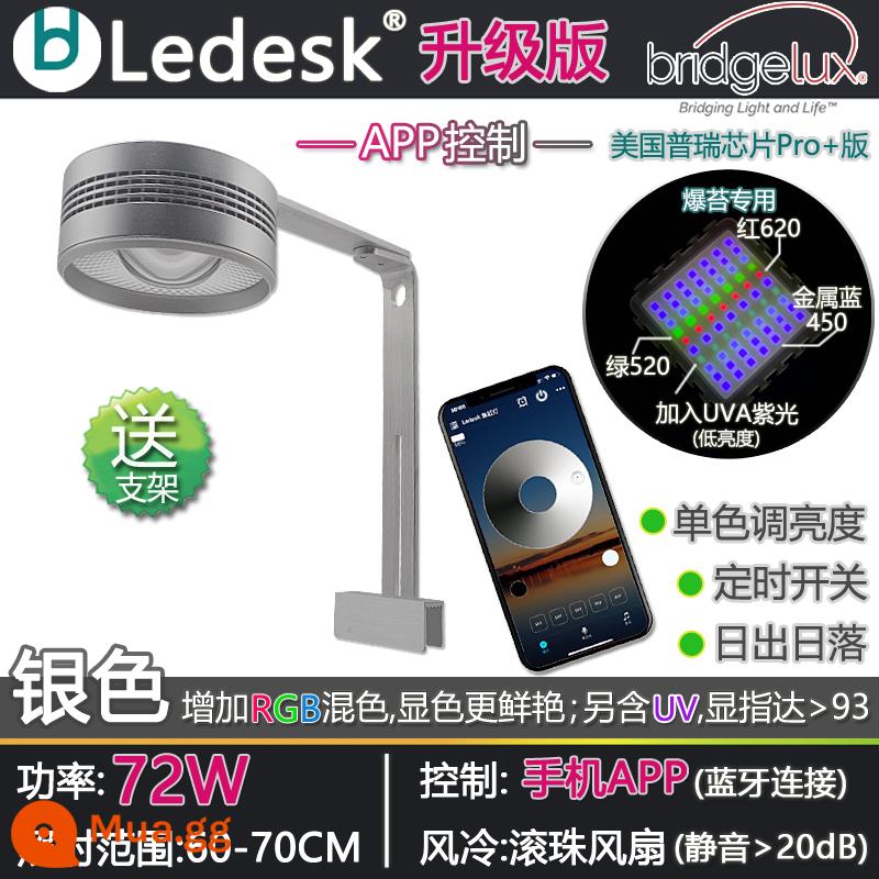 Đèn LED bể sinh thái nguyên bản Ledi, đèn rêu cá vàng phát nổ tảo, đèn bể cá toàn phổ Sanhu, giá đỡ miễn phí - Điều chỉnh độ sáng đơn 72W màu bạc mới (điều khiển APP)