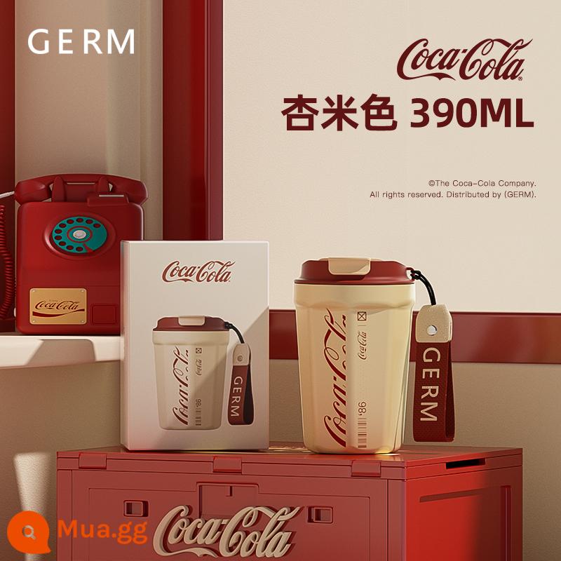 GERM Coca-Cola Cốc Cà Phê Cách Nhiệt Cốc Nữ Giá Trị Cao Nam Retro Hiện Đại Cốc Nước Đi Kèm Cốc - Màu be mơ 390ml [Lớp lót inox 316L, cách nhiệt và cách nhiệt lạnh]