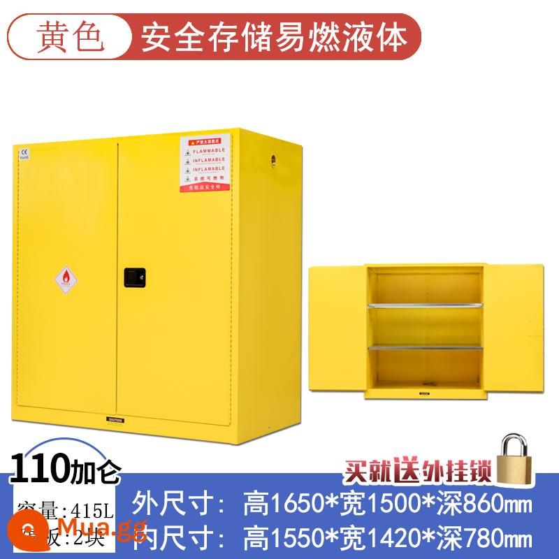 Tủ chống cháy nổ công nghiệp tủ an toàn hóa chất dễ cháy Tủ 4/45 gallon phòng thí nghiệm chai đơn tất cả tủ xi lanh khí bằng thép - Chất dày hai lớp 110 gallon (màu vàng)