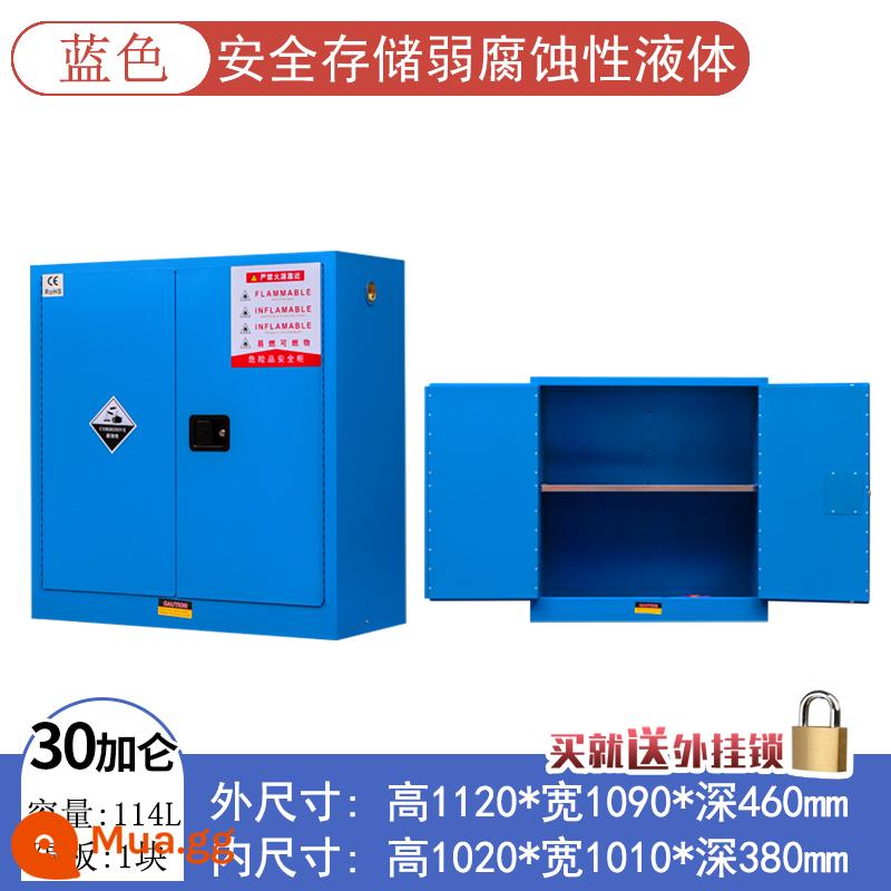 Tủ chống cháy nổ công nghiệp tủ an toàn hóa chất dễ cháy Tủ 4/45 gallon phòng thí nghiệm chai đơn tất cả tủ xi lanh khí bằng thép - 30 gallon dày hai lớp (màu xanh)