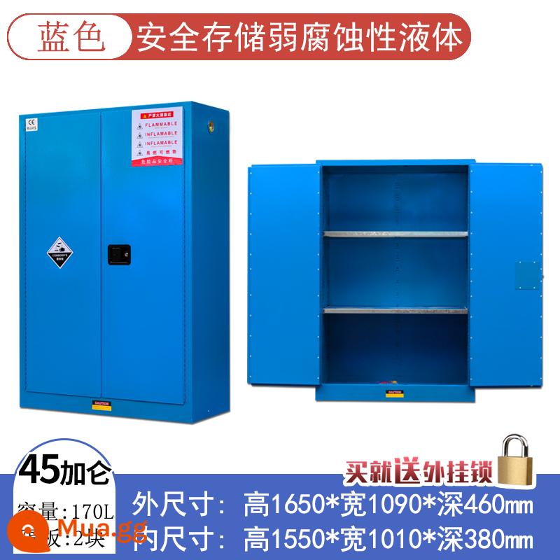 Tủ chống cháy nổ công nghiệp tủ an toàn hóa chất dễ cháy Tủ 4/45 gallon phòng thí nghiệm chai đơn tất cả tủ xi lanh khí bằng thép - 45 gallon dày hai lớp (màu xanh)