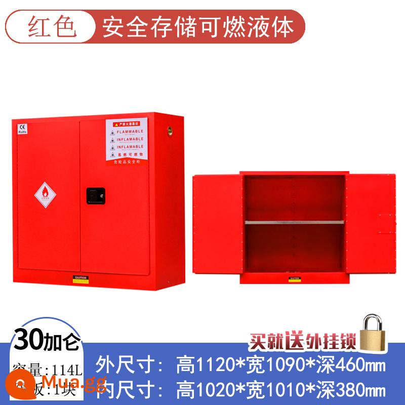 Tủ chống cháy nổ công nghiệp tủ an toàn hóa chất dễ cháy Tủ 4/45 gallon phòng thí nghiệm chai đơn tất cả tủ xi lanh khí bằng thép - 30 gallon dày hai lớp (màu đỏ)