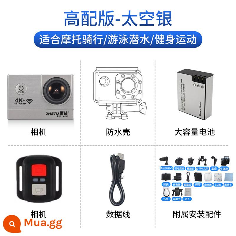 Máy ghi hình lái xe máy X6S chụp ảnh toàn cảnh 360 camera lặn thể thao camera gắn trên đầu - Phiên bản cao cấp-không gian màu bạc