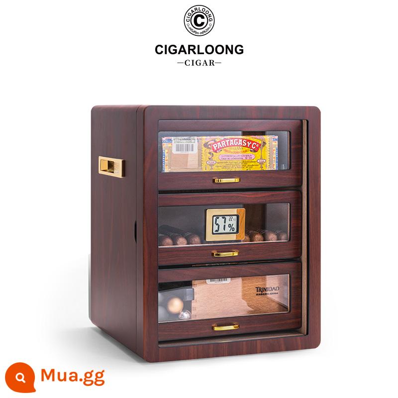 Hộp đựng xì gà CIGARLOONG dung tích lớn Humidor gỗ tuyết tùng Hộp đựng xì gà Tủ giữ ẩm xì gà - Mẫu hạt óc chó kiểu 8, sức chứa khoảng 100 chiếc