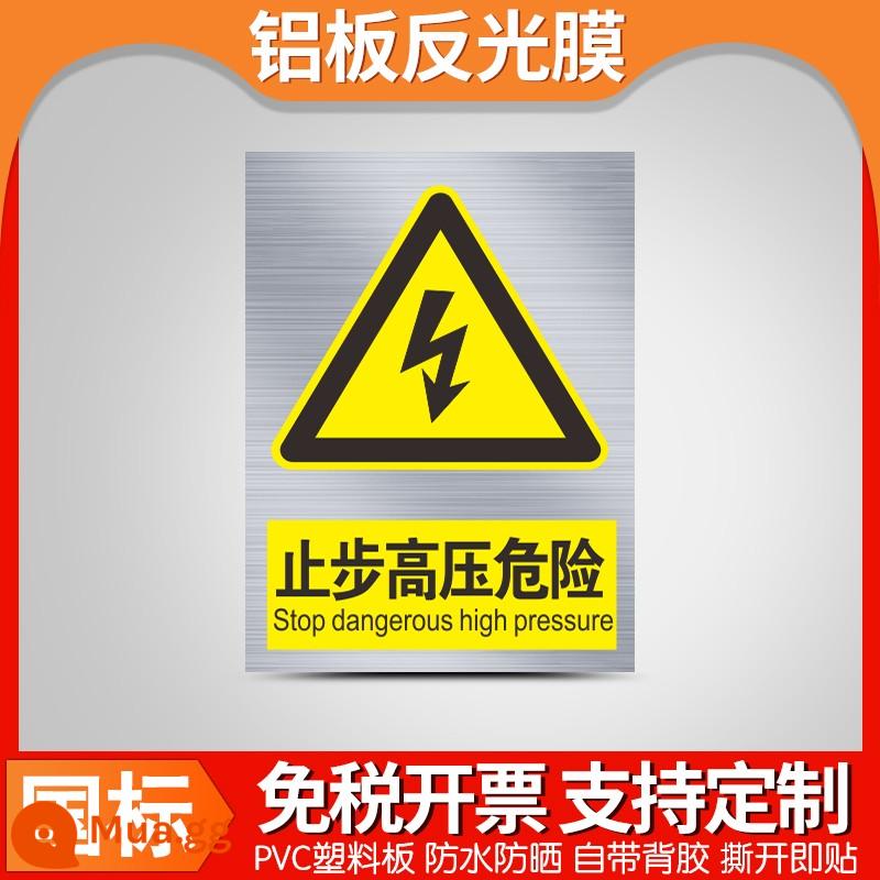 Biển cảnh báo an toàn bằng nhôm, khẩu hiệu xây dựng nhà xưởng tùy chỉnh, cẩn thận điện giật, không hút thuốc, nguy hiểm về điện, vật liệu tấm nhôm, biển cảnh báo giao thông - Dừng Cao Áp - Nhôm