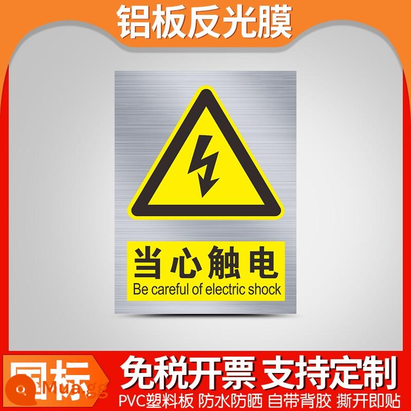 Biển cảnh báo an toàn bằng nhôm, khẩu hiệu xây dựng nhà xưởng tùy chỉnh, cẩn thận điện giật, không hút thuốc, nguy hiểm về điện, vật liệu tấm nhôm, biển cảnh báo giao thông - Cẩn thận với điện giật-Nhôm