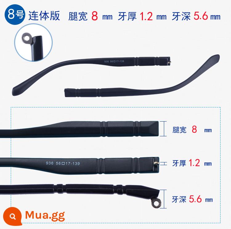 TR90 Spectacle Foot Phụ kiện Daquan Kính Giá đỡ Một cặp kính phổ thông Phụ kiện Kính Khung giá ba chân Răng đơn thay thế - Bộ áo liền quần cỡ 8 với chiều rộng chân 8 mm và phần nhô ra tiêu chuẩn (bao gồm tuốc nơ vít)