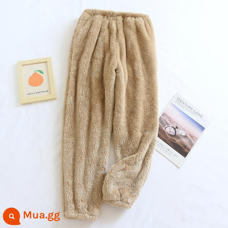 Pyjama của phụ nữ cộng với nhung dày san hô nhung quần phẳng có thể mặc quần dài mùa đông - Quần Kaki Nữ LJ - Quần Pijama Nhung