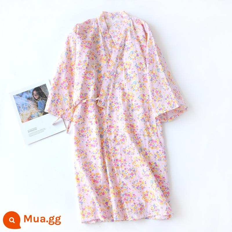 Nhật Bản tươi Kimono Pyjamas Nữ Mùa xuân và Autumn Air -Chiped Seven -Point Sleeve Cotton Garenze Beauty Home Sweat - áo gạc nghiền nát phấn hoa