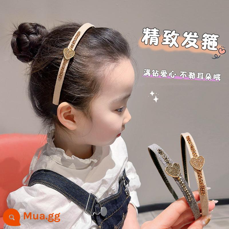 Trẻ Em Hairbands Kim Cương Vỡ Tình Yêu Đầu Bé Nghiền Nát Tóc Tóc Thẻ Bé Gái Răng Chống Trơn Trượt Băng Đô Quấn Tóc Phụ Kiện Tóc - Bộ 2 băng đô tình yêu