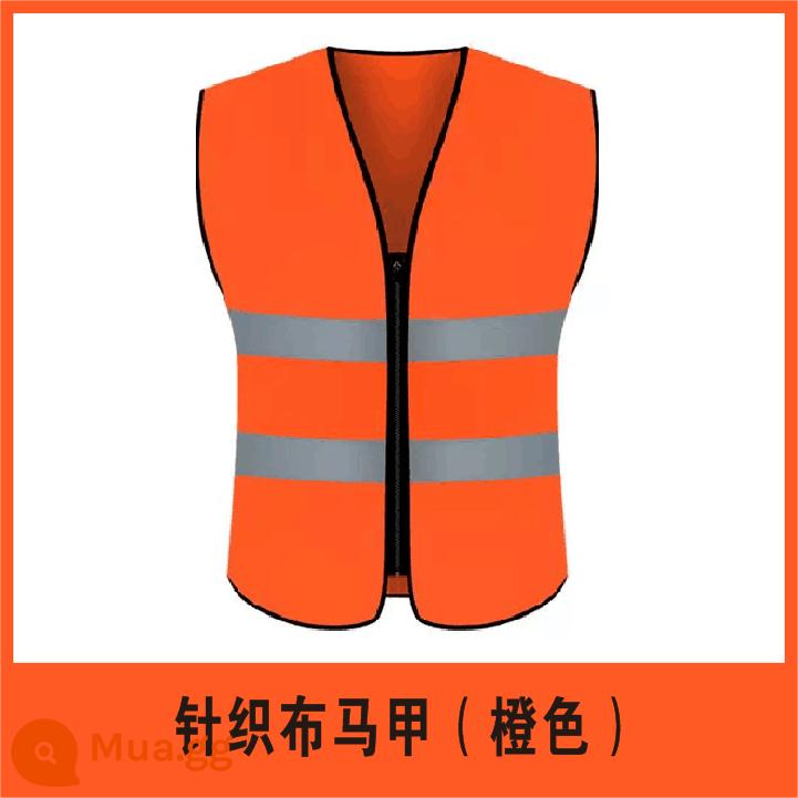 Áo vest an toàn phản quang Áo phản quang công trường xây dựng xe giao thông xây dựng túi em bé áo khoác vệ sinh áo liền quần tùy chỉnh - Áo vest kiểu khóa kéo (màu cam)