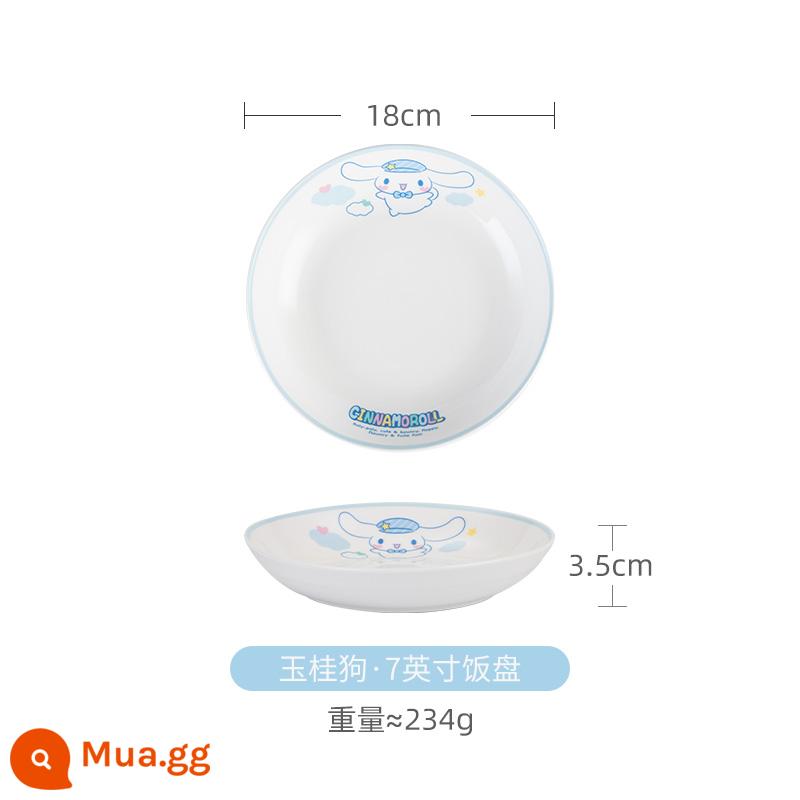 Cinnamon Dog Bowl Bát sứ Món ăn Cô gái Trái tim Bộ đồ ăn Bộ bát Hộ gia đình Dễ thương Bát trẻ em Cá Món ăn kết hợp - Đĩa ăn tối Jade Cinnamon Dog-7 inch [Chính thức]