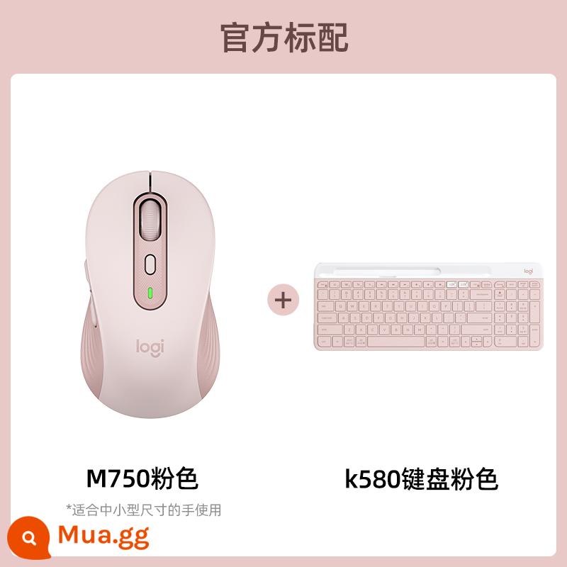 Chuột Bluetooth không dây Logitech M750M/L Máy tính văn phòng im lặng Máy tính xách tay Apple Bộ thu tia chuyển đổi - M750-hồng+k580 hồng