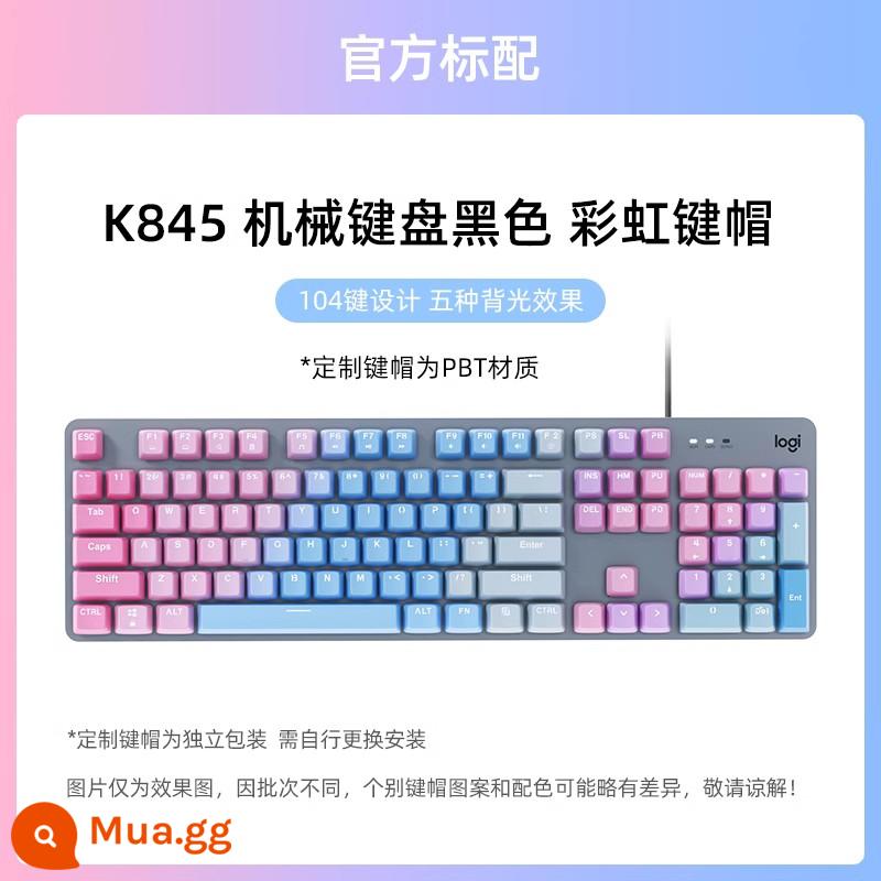 Logitech K845 Bàn phím cơ có dây xanh trà đen trục anh đào văn phòng đánh máy trò chơi keycap trong suốt máy tính để bàn - Keycap K845-Rainbow (có phím số)